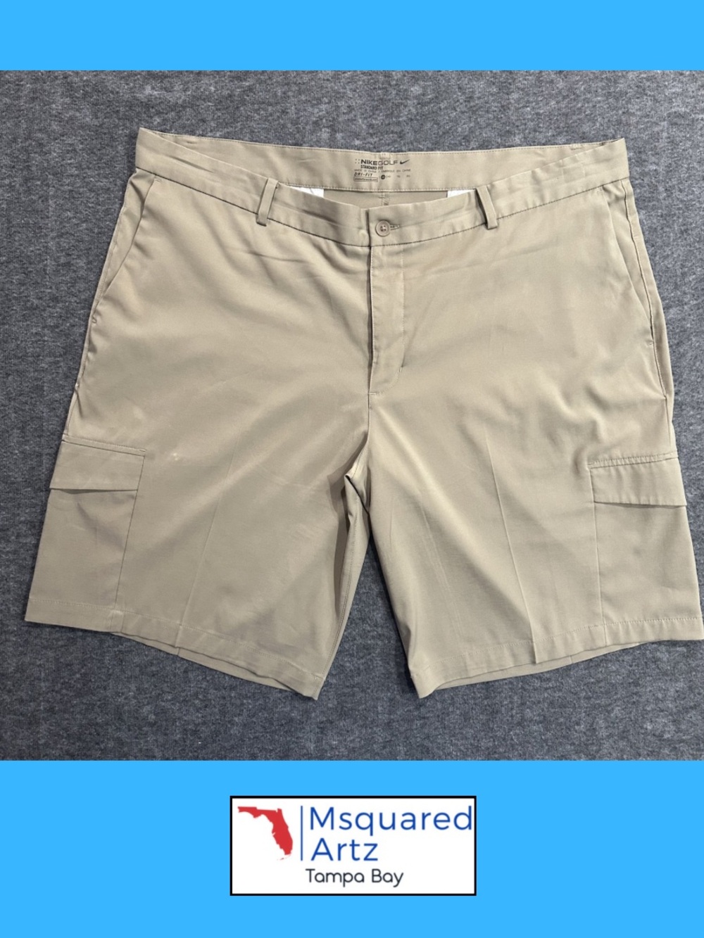 Nike Golf Dri-FIT Cargo Golf Shorts Khaki Beige Performance Men's Size 40